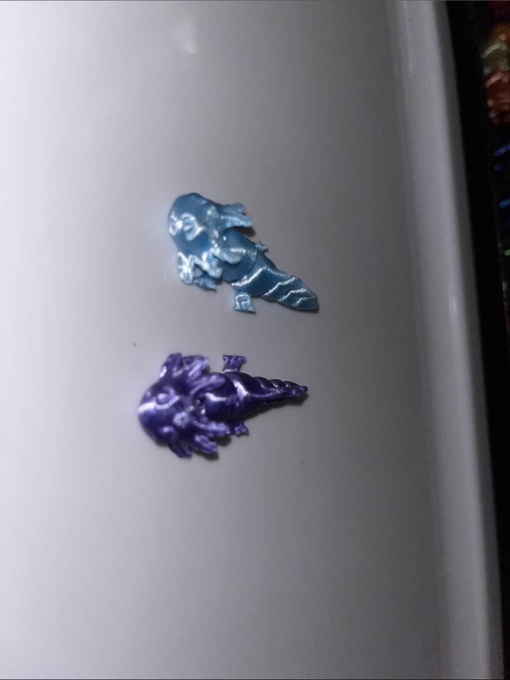 Blue and Purple 3D printed axolotl